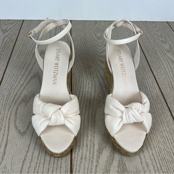 Stuart Weitzman Playa Espadrille Knot Wedge Sandals 41.5/11B Seashell $395 - Picture 3 of 10